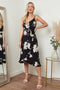 Image of Black Floral Print Cami Midi Dress from Lilura London