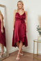 Image of Satin Cami Wrap Midi Dress from Lilura London