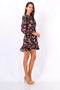 Black Floral Print Tie Neck Shift Dress - Lilura London