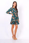 Green Floral Print Tie Neck Shift Dress - Lilura London