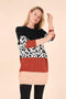 Leopard Colour Block Sweater Dress - Lilura London