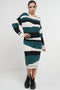 Abstract Striped Jumper Dress In Green - Lilura London