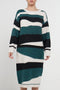 Abstract Striped Jumper Dress In Green - Lilura London