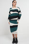 Abstract Striped Jumper Dress In Green - Lilura London