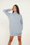 Blue Jumper Dress With Roll Neck And Pockets - Lilura London