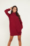 Jumper Dress With Roll Neck And Pockets In Wine - Lilura London