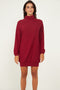 Jumper Dress With Roll Neck And Pockets In Wine - Lilura London