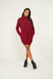 Jumper Dress With Roll Neck And Pockets In Wine - Lilura London