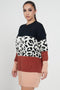 Leopard Colour Block Sweater Dress - Lilura London