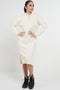 Longline Hooded Jumper Dress In Beige - Lilura London