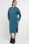 Longline Hooded Jumper Dress In Jade Green - Lilura London