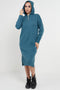 Longline Hooded Jumper Dress In Jade Green - Lilura London