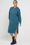 Longline Hooded Jumper Dress In Jade Green - Lilura London