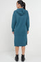 Longline Hooded Jumper Dress In Jade Green - Lilura London