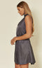 Halterneck Swing Mini Dress In Dark Grey By Lilura London