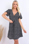 Summer Black Daisy Dot Wrap Front Mini Dress - Lilura London