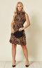 Halterneck Swing Mini Dress In Leopard Print By Lilura London